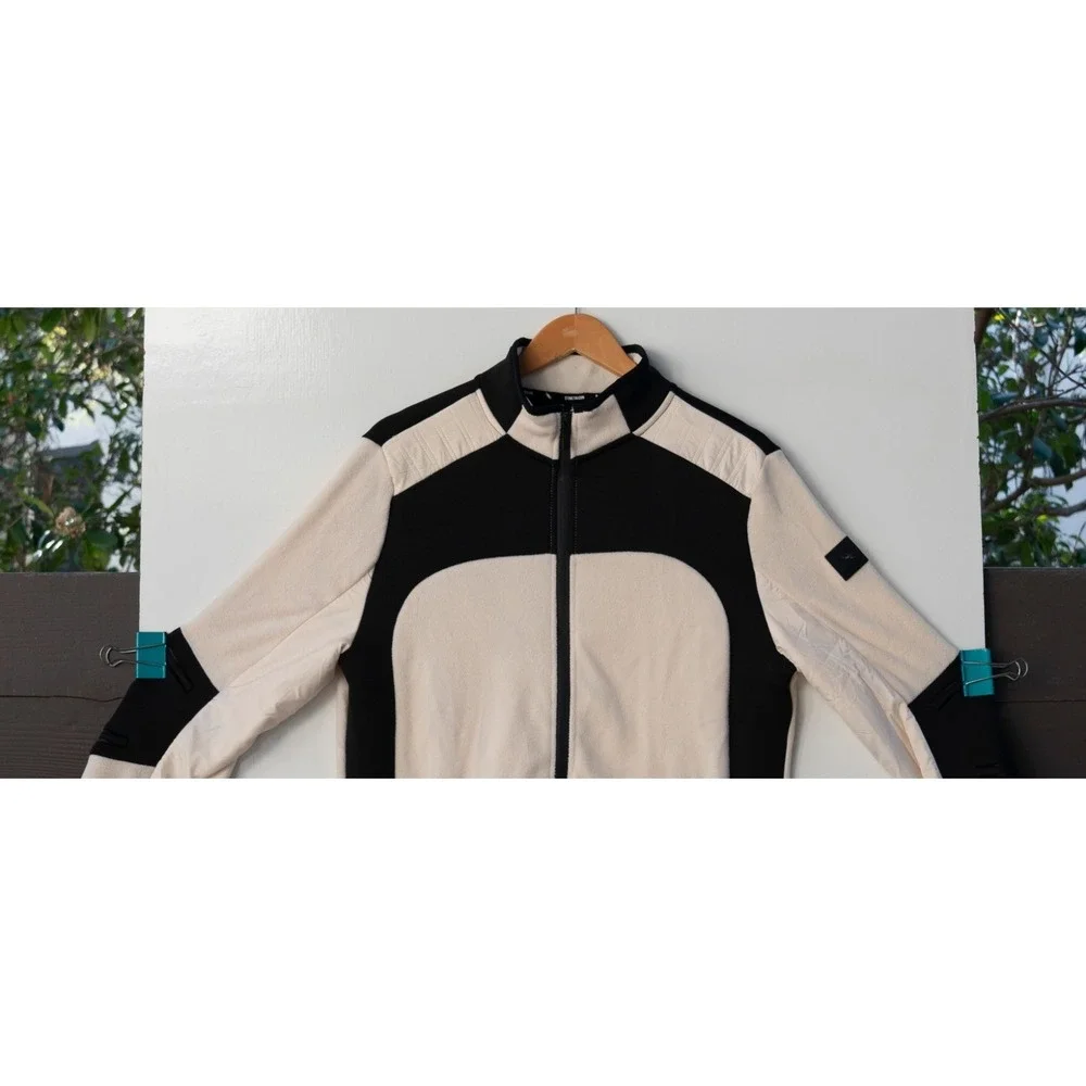 Stone Falcon‎ Men's Size Small White Black Full Zip Fleece Hoodie Jacket